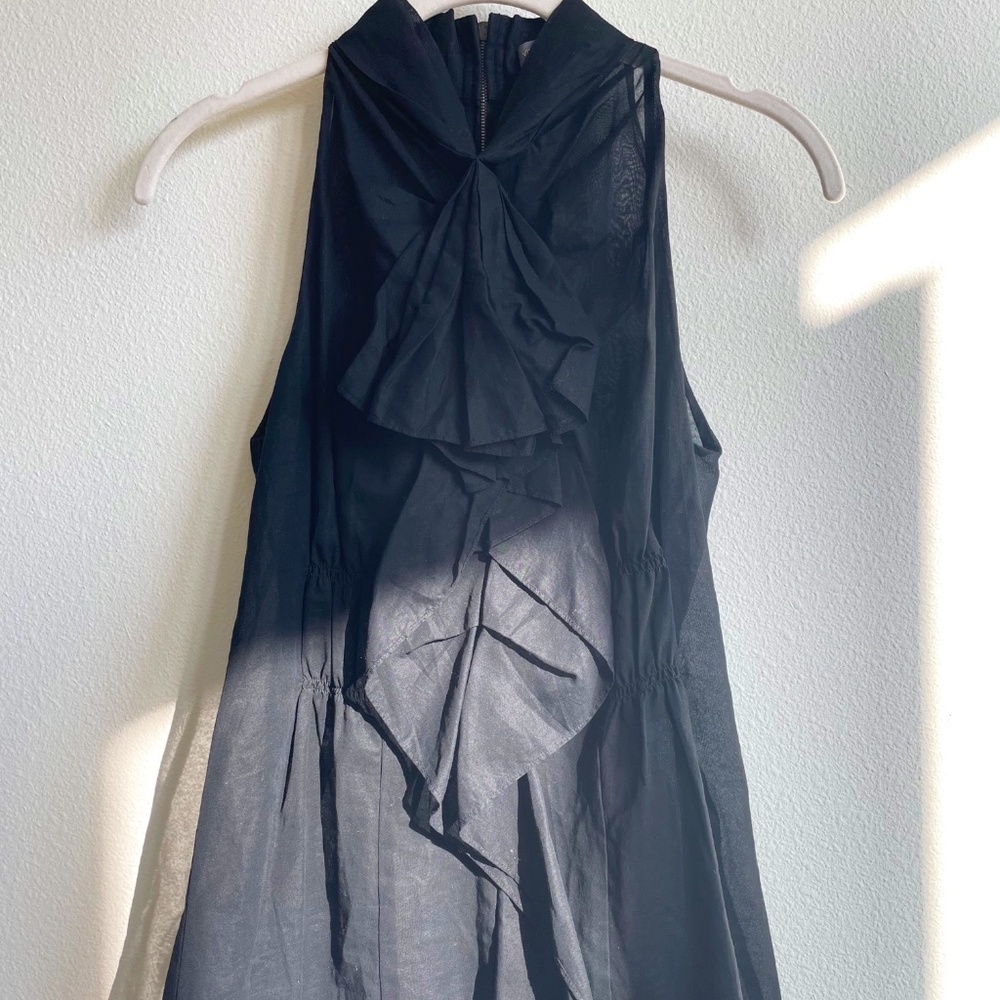 VINCE Sheer Sleeveless Ruffle Front Sleeveless Top
